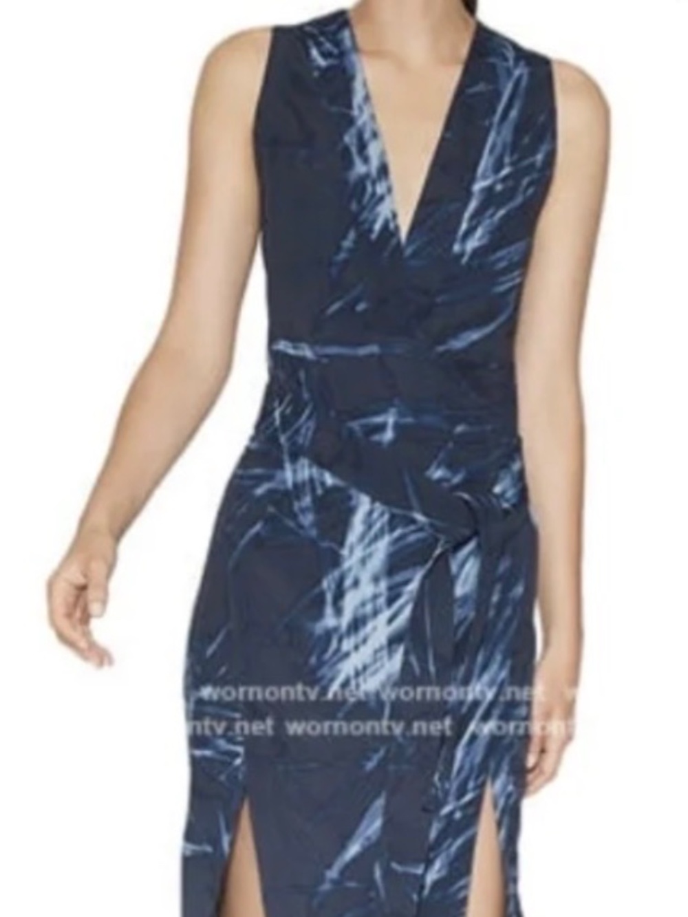 Halston Heritage Deep V blue maxi dress size M